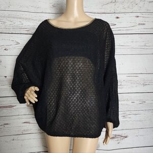 Lola & Sophie Black Textured Knit Long Sleeve Sweater Small